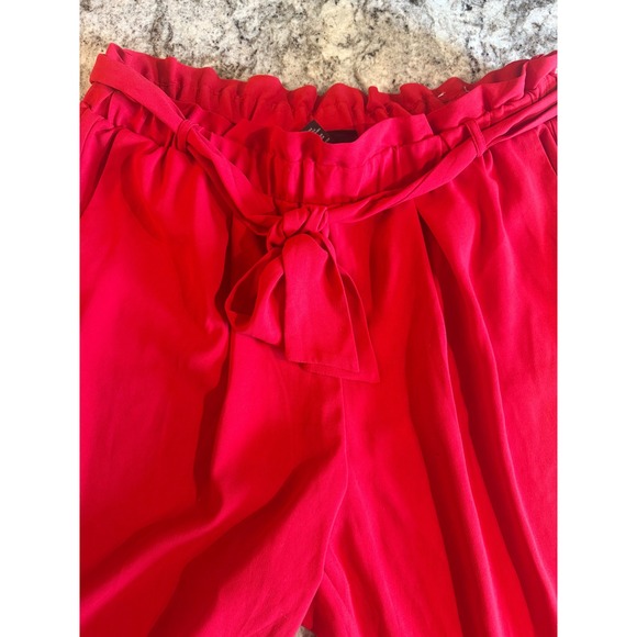 Lane Bryant Red Paperbag Waist Tapered Leg Career Pants Womens Size 18 Tie Belt - Picture 3 of 7